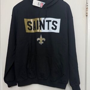 NFL Black Hoodie with Gold and White Saints Design